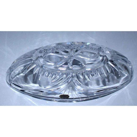 Vintage Bohemia cut crystal glass oval shaped Candy Dish approx $35 - Picture 4 of 7